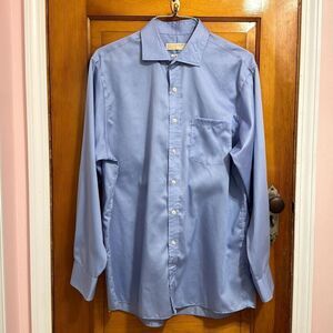 Michael Kors Blue Cotton Non Iron Long Sleeve Button Down Mens 17 34/35
